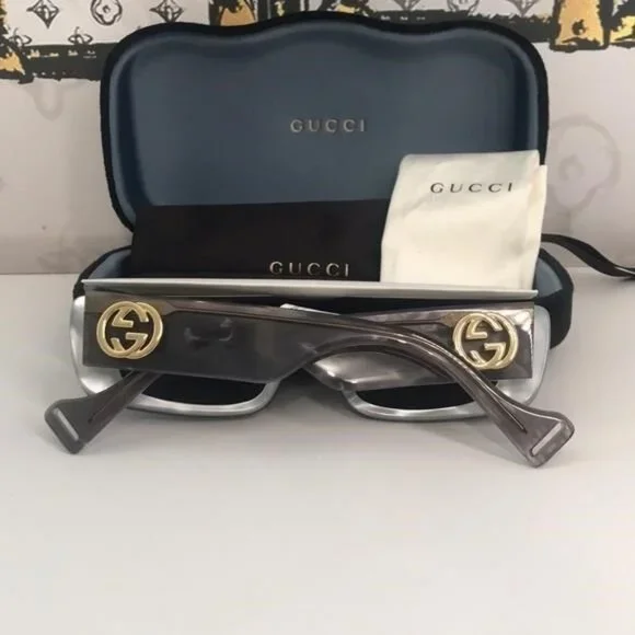 New Authentic Gucci GG0516S 002 Grey Silver Mirror Oversized 